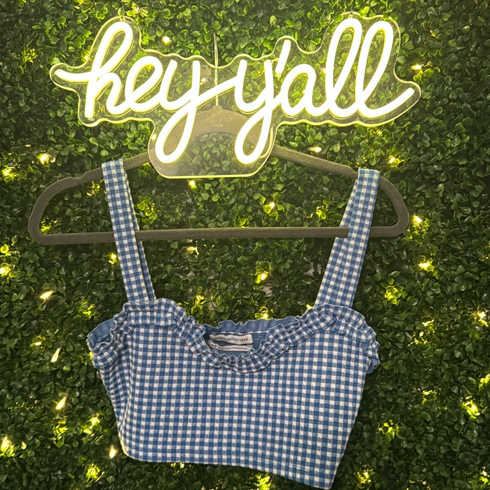 Urban Outfitters Blue gingham crop top